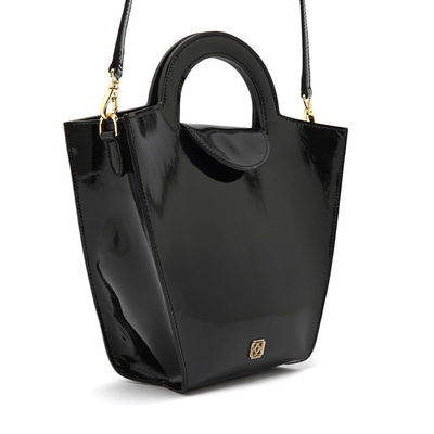 Botti Siyah Kadın Rugan Deri El Çantası