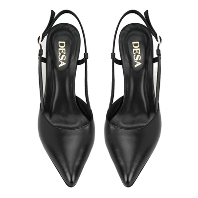 Brandie Siyah Kadın Ayarlanabilir Tokalı Topuklu Deri Abiye