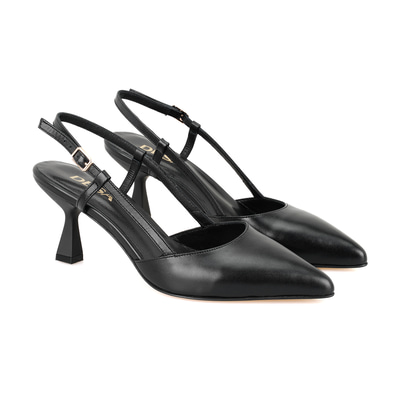 Brandie Siyah Kadın Ayarlanabilir Tokalı Topuklu Deri Abiye