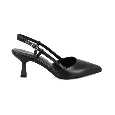 Brandie Siyah Kadın Ayarlanabilir Tokalı Topuklu Deri Abiye