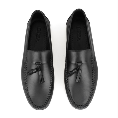 Brendan Siyah Erkek Deri Loafer