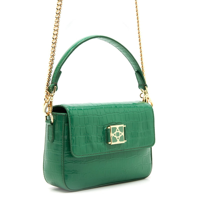 Bscene Yeşil Kadın Kroko Baskılı Deri Omuz Çantası