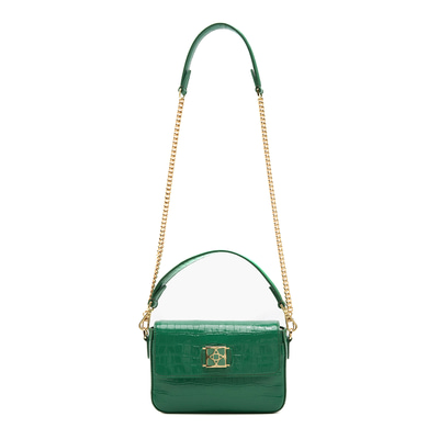 Bscene Yeşil Kadın Kroko Baskılı Deri Omuz Çantası