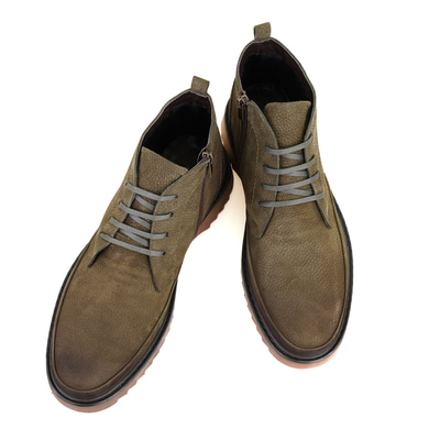 Caitlyn Yeşil Erkek Fermuarlı Nubuk Deri Bot