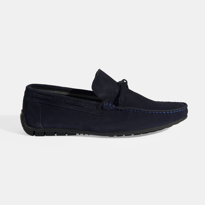Calandra Lacivert Erkek Bağcık Detaylı Slip-On Süet Loafer