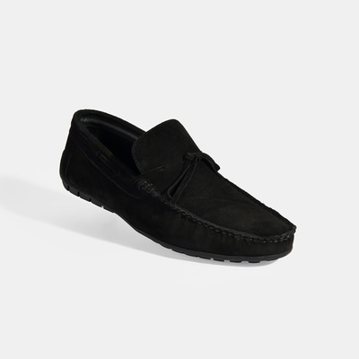 Calandra Siyah Erkek Bağcık Detaylı Slip-On Süet Loafer