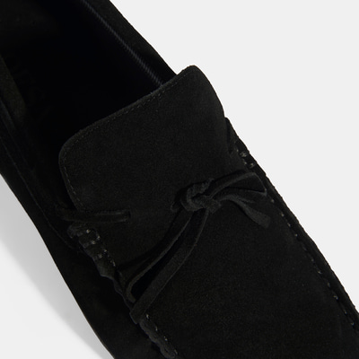 Calandra Siyah Erkek Bağcık Detaylı Slip-On Süet Loafer