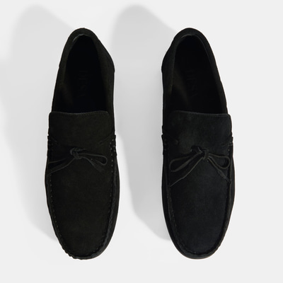 Calandra Siyah Erkek Bağcık Detaylı Slip-On Süet Loafer