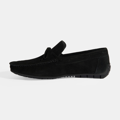 Calandra Siyah Erkek Bağcık Detaylı Slip-On Süet Loafer