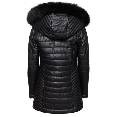 Cambio Kadın Kürk Kapüşonlu Deri Mont