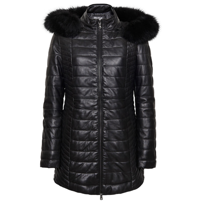 Cambio Kadın Kürk Kapüşonlu Deri Mont