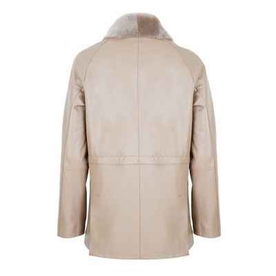 Caralynn Bej Kadın Kürk Yakalı Deri Mont