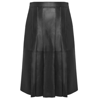 Carden Siyah Deri Pilili Etek