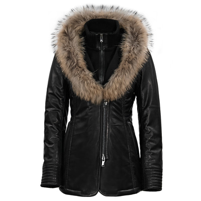 Carletta Kadın Kürk Kapişonlu  Şişme Kaban