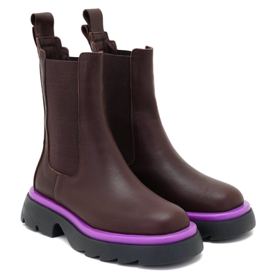 Carmen Kahve Kadın Yandan Lastikli Deri Chelsea Bot