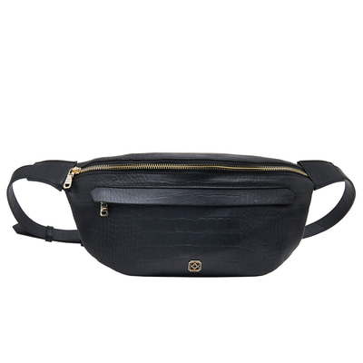 Carol Siyah Kadın Kroko Baskılı Deri Bel Çantası