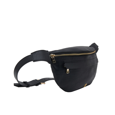 Carol Siyah Kadın Kroko Baskılı Deri Bel Çantası