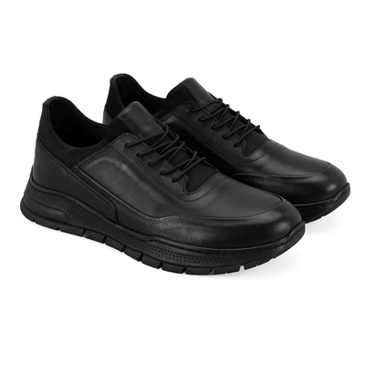 Chad Siyah Erkek Deri Spor Ayakkabı