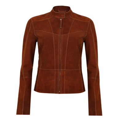 Chantoya Kahve Kadın Biker Süet Deri Ceket