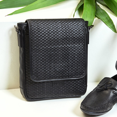 Crocus Erkek Örgülü Deri Postacı Çantası