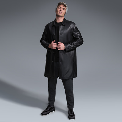 Damian Siyah Erkek Deri Kaban