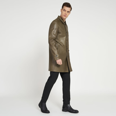 Damian Yeşil Erkek Deri Kaban