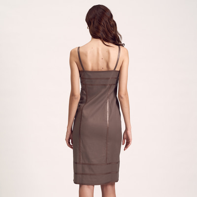 Deri Biyeli Dokuma Kadın Elbise