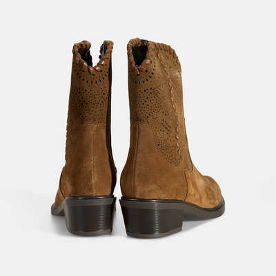 DESA GH Kadın Taba Süet Deri Kovboy Bot