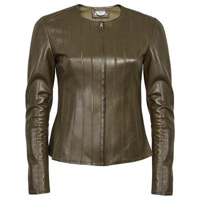 Deundria Kadın Fit Panelli Deri Ceket