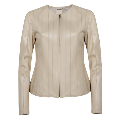 Deundria Kadın Fit Panelli Deri Ceket