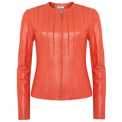 Deundria Kadın Fit Panelli Deri Ceket