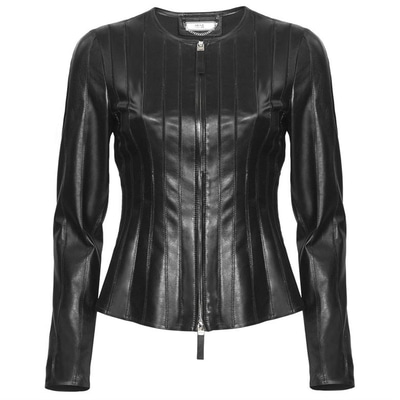 Deundria Kadın Fit Panelli Deri Ceket