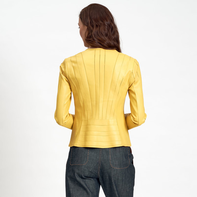 Deundria Kadın Fit Panelli Deri Ceket