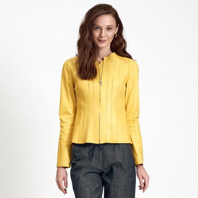 Deundria Kadın Fit Panelli Deri Ceket