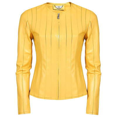 Deundria Kadın Fit Panelli Deri Ceket