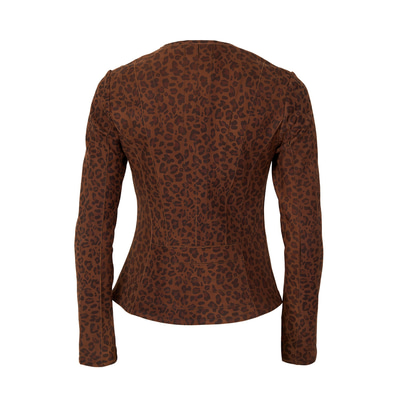 Deundria Leopar Kadın Panelli Fit Süet Ceket