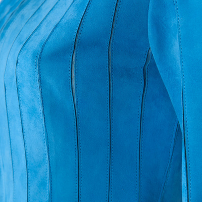 Deundria Mavi Kadın Panelli Fit Süet Ceket