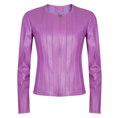 Deundria Mor Kadın Fit Panelli Deri Ceket