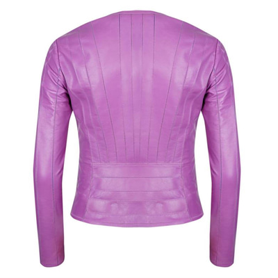 Deundria Mor Kadın Fit Panelli Deri Ceket