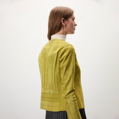 Deundria Yeşil Kadın Panelli Fit Süet Ceket