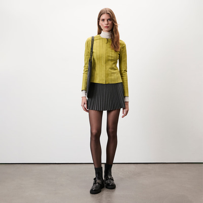 Deundria Yeşil Kadın Panelli Fit Süet Ceket