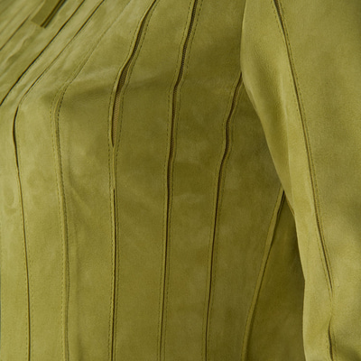 Deundria Yeşil Kadın Panelli Fit Süet Ceket