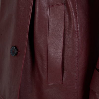 Dimitrina Bordo Kadın Deri Trençkot