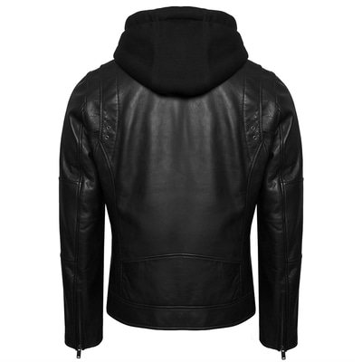 Elba Erkek Kapüşonlu Deri Ceket