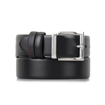 Elliott Siyah Erkek Çift Taraflı Klasik Deri Kemer