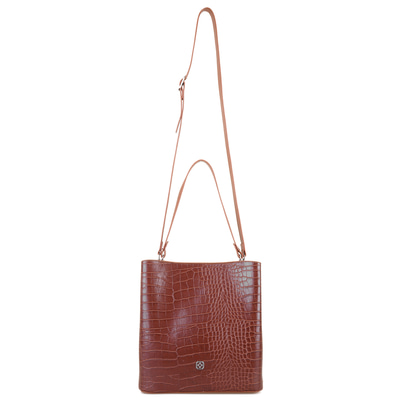 Ember Kahve Kadın Kroko Baskılı Omuz Çantası