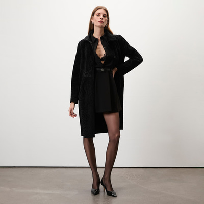 Emilly Siyah Kadın Kürk Kaban