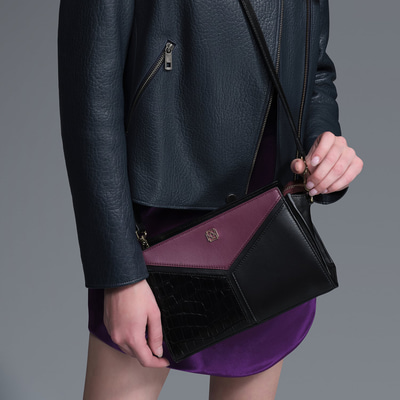 Emma Mor Kadın Kroko Baskılı Deri Omuz Çantası