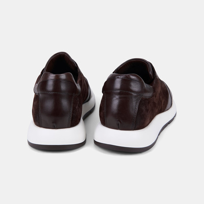 Erkek Acı Kahve Bağcıklı Süet Detaylı Deri Sneaker