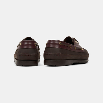 Erkek Acı Kahve - Bordo Detaylı Nubuk Deri Loafer